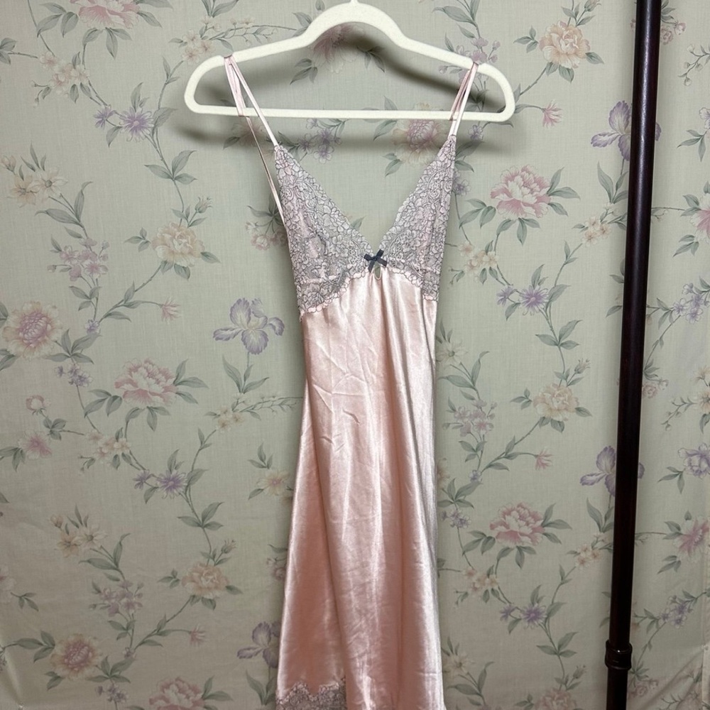 Victoria's Secret Blush Satin Chemise with Lace